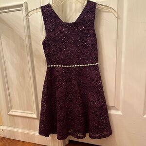 Speechless Purple Embellished Sparkle Fit and Flare Knee-Length Dress